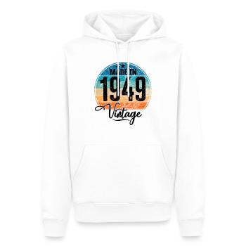 Millésime fabriqué en 1949 Année de naissance 1949 Anniversaire - Sweat à capuche Premium bio Homme - blanc - Devant - Nico (187cm)