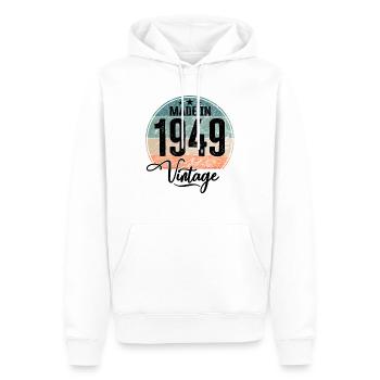 Millésime fabriqué en 1949 Année de naissance 1949 Anniversaire - Sweat à capuche Premium bio Homme - blanc - Devant - Nico (187cm)