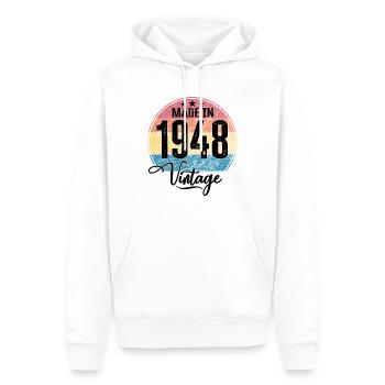 Millésime fabriqué en 1948 Année de naissance 1948 Anniversaire - Sweat à capuche Premium bio Homme - blanc - Devant - Nico (187cm)