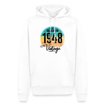 Millésime fabriqué en 1948 Année de naissance 1948 Anniversaire - Sweat à capuche Premium bio Homme - blanc - Devant - Nico (187cm)