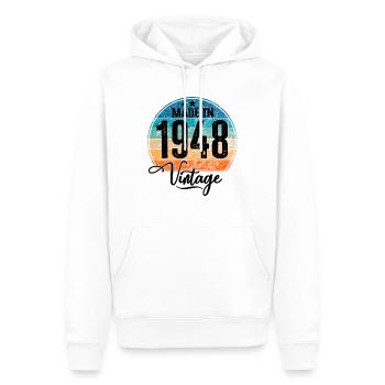 Millésime fabriqué en 1948 Année de naissance 1948 Anniversaire - Sweat à capuche Premium bio Homme - blanc - Devant - Nico (187cm)