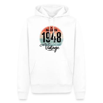 Millésime fabriqué en 1948 Année de naissance 1948 Anniversaire - Sweat à capuche Premium bio Homme - blanc - Devant - Nico (187cm)