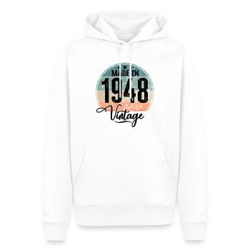 Millésime fabriqué en 1948 Année de naissance 1948 Anniversaire - Sweat à capuche Premium bio Homme - blanc - Devant - Nico (187cm)