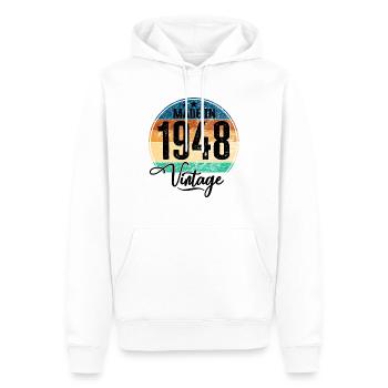 Millésime fabriqué en 1948 Année de naissance 1948 Anniversaire - Sweat à capuche Premium bio Homme - blanc - Devant - Nico (187cm)