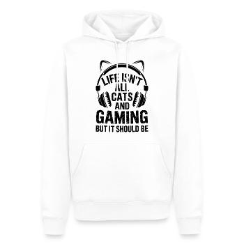 Gamer Spruch Gamerin Katzen Lustig Gaming Geschenk - Männer Premium Bio Hoodie - Weiß - Vorne - Nico (187cm)