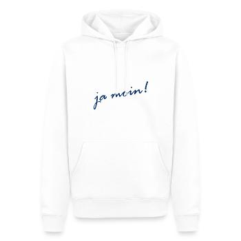 Ja Moin! - Guten Morgen - Nordsee - Ostsee - Anker - Männer Premium Bio Hoodie - Weiß - Vorne - Nico (187cm)
