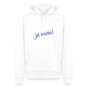 Ja Moin! - Guten Morgen - Nordsee - Ostsee - Anker - Männer Premium Bio Hoodie - Weiß - Vorne - Nico (187cm)