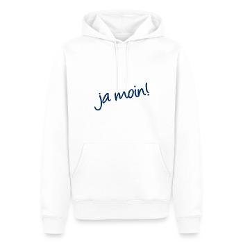 Ja Moin! - Guten Morgen - Nordsee - Ostsee - Anker - Männer Premium Bio Hoodie - Weiß - Vorne - Nico (187cm)