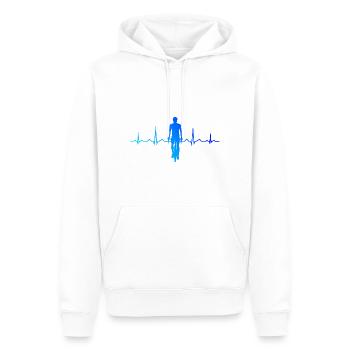 Mountainbike Radfahren Damen Velo Herren - Männer Premium Bio Hoodie - Weiß - Vorne - Nico (187cm)