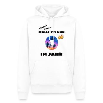 MALLE IST NUR EINMAL IM JAHR T-SHIRT MIT BILD - Männer Premium Bio Hoodie - Weiß - Vorne - Nico (187cm)