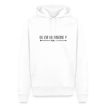 où est la piscine - Sweat à capuche Premium bio Homme - blanc - Devant - Nico (187cm)