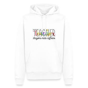 Teacher crayons kids caffeine - Men’s Premium Organic Hoodie - white - Front - Nico (187cm)