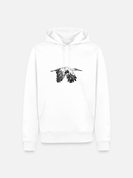 Fliegender vintage Storch im Flug - Männer Premium Bio Hoodie - Weiß