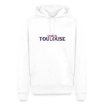 Made in Toulouse - Sweat à capuche Premium bio Homme - blanc - Devant - Nico (187cm)