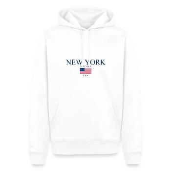 New York - USA - Amerika - NYC - Männer Premium Bio Hoodie - Weiß - Vorne - Nico (187cm)