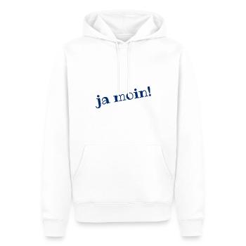 Ja Moin! - Guten Morgen - Nordsee - Ostsee - Anker - Männer Premium Bio Hoodie - Weiß - Vorne - Nico (187cm)
