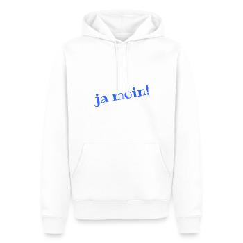 Ja Moin! - Guten Morgen - Nordsee - Ostsee - Anker - Männer Premium Bio Hoodie - Weiß - Vorne - Nico (187cm)