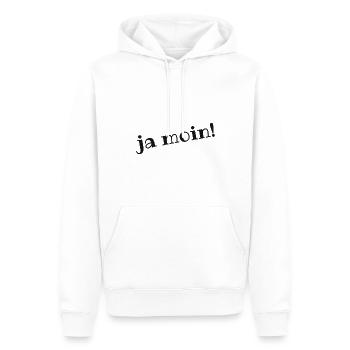 Ja Moin! - Guten Morgen - Nordsee - Ostsee - Anker - Männer Premium Bio Hoodie - Weiß - Vorne - Nico (187cm)