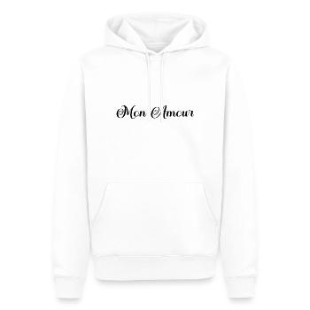 Mon amour - Cadeau saint valentin. Cadeau couple. - Sweat à capuche Premium bio Homme - blanc - Devant - Nico (187cm)