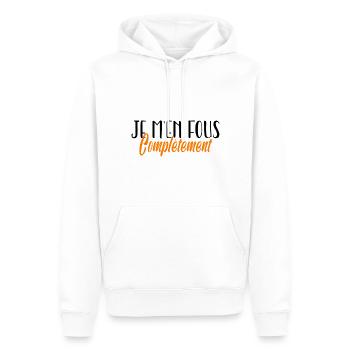 je m en fous totalement royalement complètement - Sweat à capuche Premium bio Homme - blanc - Devant - Nico (187cm)