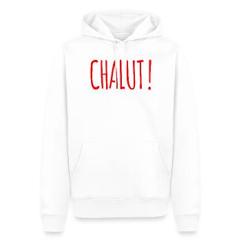 Chalut ! Cadeau Fun Bonjour Bureau etc - Sweat à capuche Premium bio Homme - blanc - Devant - Nico (187cm)