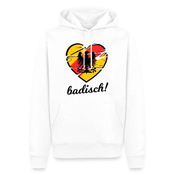 Ein Herz für Badische - Männer Premium Bio Hoodie - Weiß - Vorne - Nico (187cm)