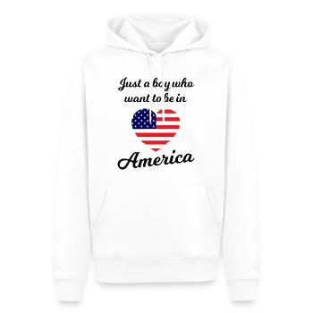 Le voyage en Amérique - Sweat à capuche Premium bio Homme - blanc - Devant - Nico (187cm)