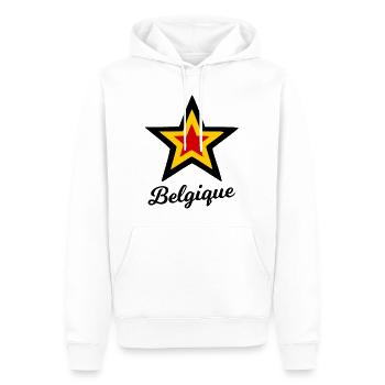 Chez soi en Belgique - Sweat à capuche Premium bio Homme - blanc - Devant - Nico (187cm)