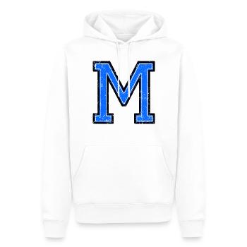 M - Style lettre / collège - Sweat à capuche Premium bio Homme - blanc - Devant - Nico (187cm)