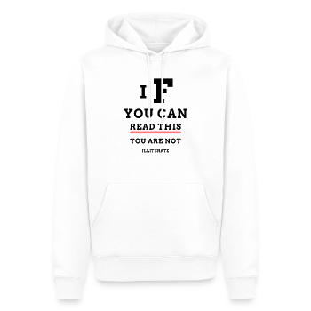 Si vous pouvez lire ceci, vous n'êtes pas un test analphabète - Sweat à capuche Premium bio Homme - blanc - Devant - Nico (187cm)