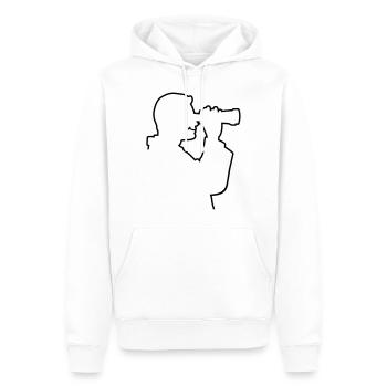 Ein Mann guckt durch sein Fernglas - Männer Premium Bio Hoodie - Weiß - Vorne - Nico (187cm)