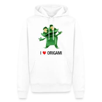 Ich liebe Origami - Frosch-Origami - Männer Premium Bio Hoodie - Weiß - Vorne - Nico (187cm)