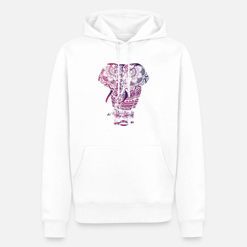 Éléphant mandala - Sweat à capuche Premium bio Homme - blanc