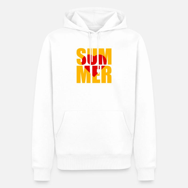 Été - Devise - Amour - Sweat à capuche Premium bio Homme - blanc