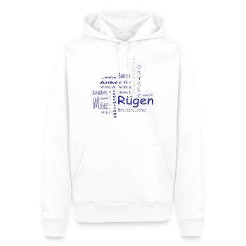 Rügen Ostsee Anker Möwe Ahoi! Sonne ...moin blau - Männer Premium Bio Hoodie - Weiß - Vorne - Nico (187cm)