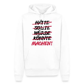 hätte sollte würde könnte - MACHEN! - Männer Premium Bio Hoodie - Weiß - Vorne - Nico (187cm)