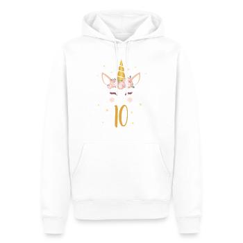 Geburtstagsshirt 10. Geburtstag Einhorn Geschenk - Männer Premium Bio Hoodie - Weiß - Vorne - Nico (187cm)