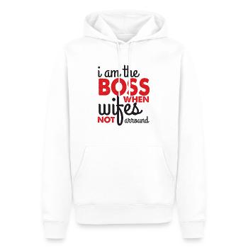 Ich Bin der Chef, Wenn keine Frau da ist - Männer Premium Bio Hoodie - Weiß - Vorne - Nico (187cm)