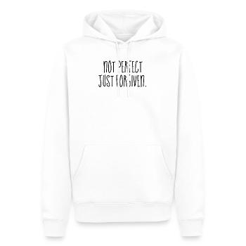 Nicht perfekt, nur vergeben - christliche Zitate - Männer Premium Bio Hoodie - Weiß - Vorne - Nico (187cm)