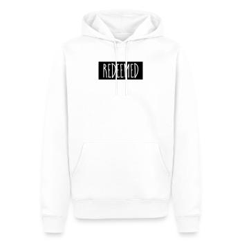 Eingelöst - christliche Zitate - Männer Premium Bio Hoodie - Weiß - Vorne - Nico (187cm)