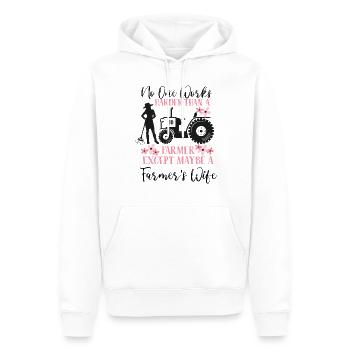 Personne ne travaille plus dur qu'une femme d'agriculteurs Life Agric - Sweat à capuche Premium bio Homme - blanc - Devant - Nico (187cm)