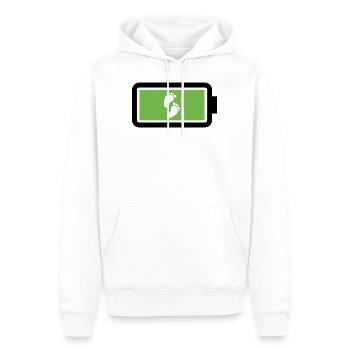 Volle Batterie - Männer Premium Bio Hoodie - Weiß - Vorne - Nico (187cm)