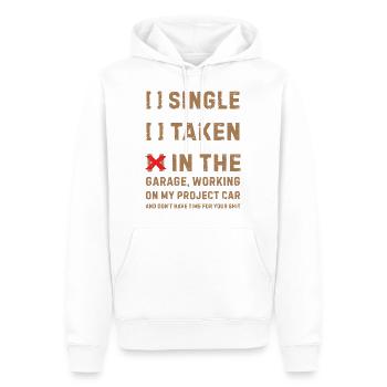 Single taken in the garage car gift car - Men’s Premium Organic Hoodie - white - Front - Nico (187cm)