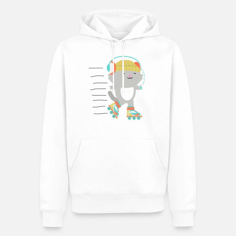 Patin à roulettes Chat Chat Rollerskates Chat - Sweat à capuche Premium bio Homme - blanc