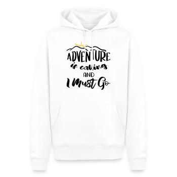 Adventure is calling and I must go - Fernweh Motif - Sweat à capuche Premium bio Homme - blanc - Devant - Nico (187cm)