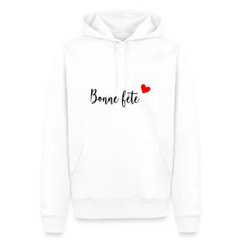 BONNE FÊTE. FÊTE DES MÈRES. FÊTE DES PÈRES - Sweat à capuche Premium bio Homme - blanc - Devant - Nico (187cm)