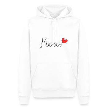 MAMAN. FÊTE DES MÈRES. BONNE FÊTE MAMAN. JE T'AIME - Sweat à capuche Premium bio Homme - blanc - Devant - Nico (187cm)