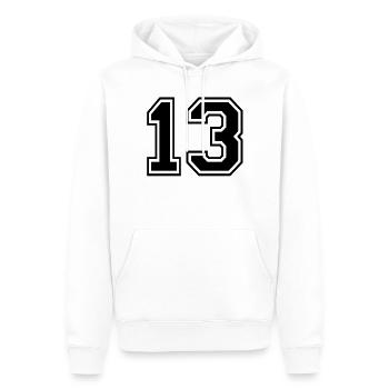 13 - Männer Premium Bio Hoodie - Weiß - Vorne - Nico (187cm)