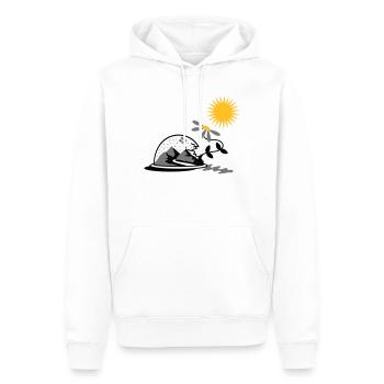 Schneekugel mit Sonnenblume und Sonne - Männer Premium Bio Hoodie - Weiß - Vorne - Nico (187cm)