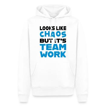 Travail d'équipe - Sweat à capuche Premium bio Homme - blanc - Devant - Nico (187cm)